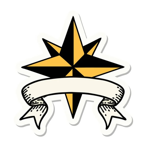 Tattoo Style Sticker Banner Star — Stock Vector