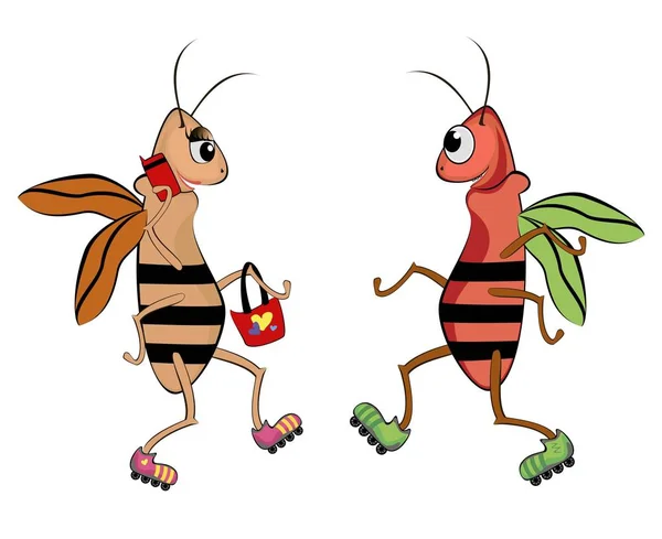 Insetti dei cartoni animati o scarafaggi sui rulli — Foto Stock