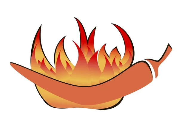 Illustrazione di pepe rosso su uno sfondo di fuoco — Vettoriale Stock
