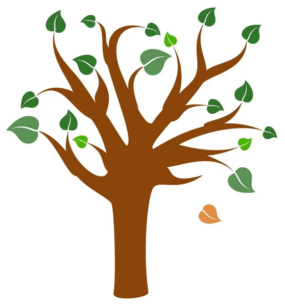 Brunt träd med flerfärgade blad — Stock vektor