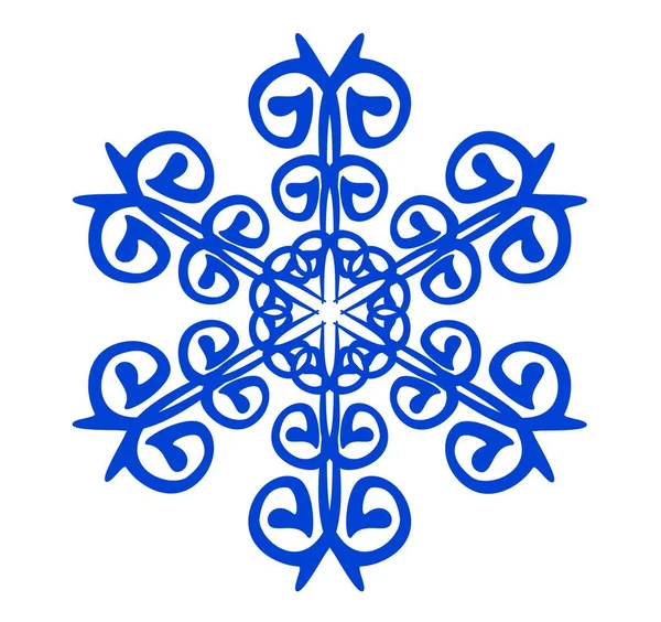 Μπλε Snowflake Αφηρημένη Άσπρο Φόντο — Φωτογραφία Αρχείου