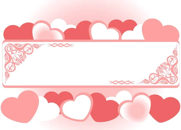 Frame Pink Hearts Pink Background — Stock Photo, Image