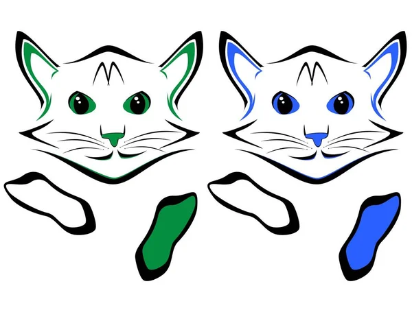 Abbildung Abstrakter Katzen Auf Weißem Hintergrund — Stockfoto