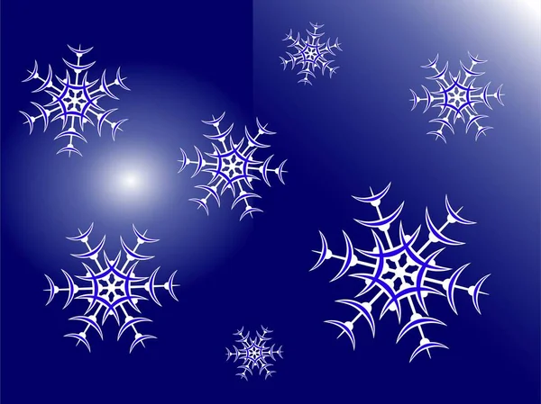 White Snowflakes Blue Background — Stock Vector