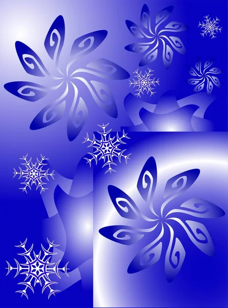 White Blue Snowflakes Blue Background — Stock Vector