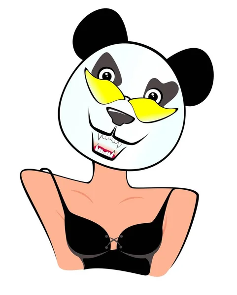 Big Bear Panda Woman Glasses Costume Illustration — ストックベクタ