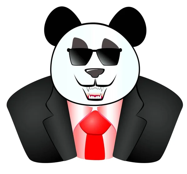 Nagy Medve Panda Férfi Szemüvegben Öltöny Illusztráció — Stock Vector
