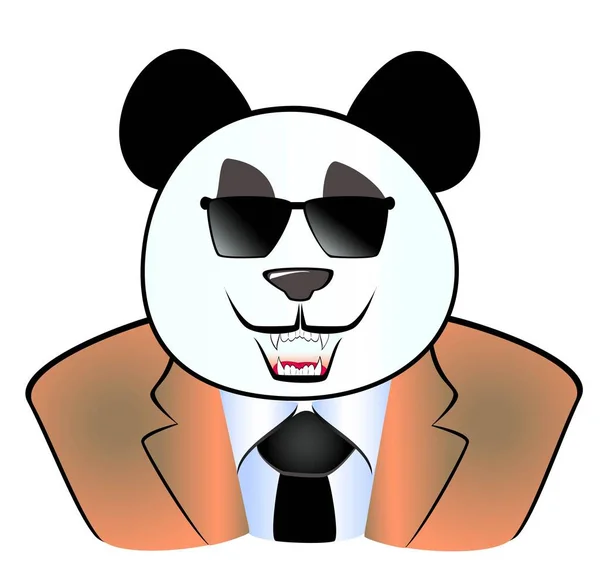 Velký Medvěd Panda Muž Brýlích Oblek Ilustrace — Stockový vektor