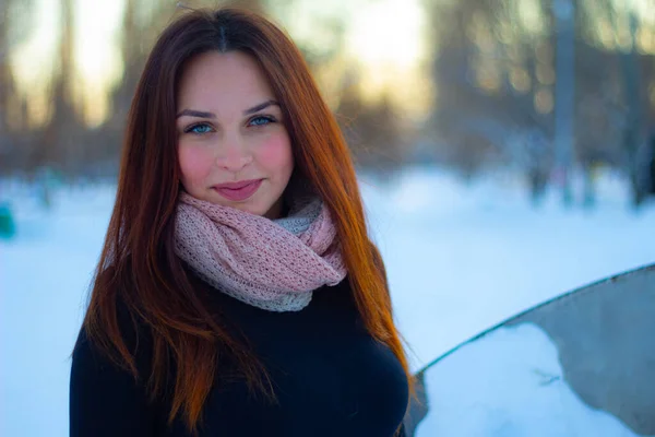 Bir kış akşamında bir kızın portresi.