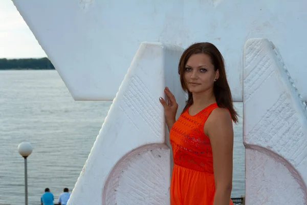 Retrato Una Chica Paseo Marítimo — Foto de Stock