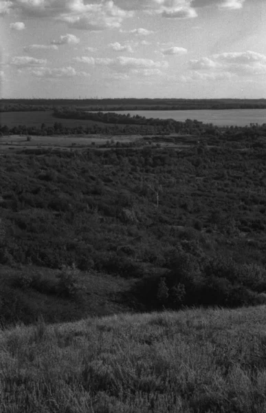 Paisaje Filmado Blanco Negro — Foto de Stock