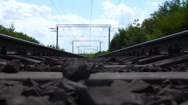 Tepeden Gelen Demiryolu Gün — Stok video