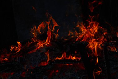 Bonfire outdoors in the evening
