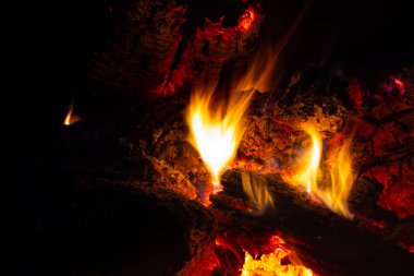 Bonfire outdoors in the evening