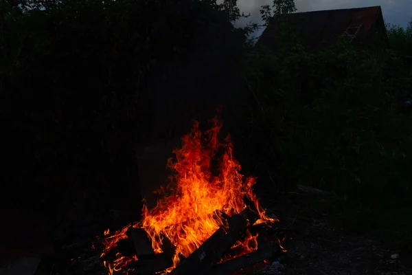 Bonfire Outdoors Evening — Stockfoto