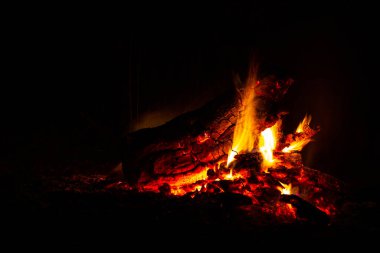 Bonfire outdoors in the evening