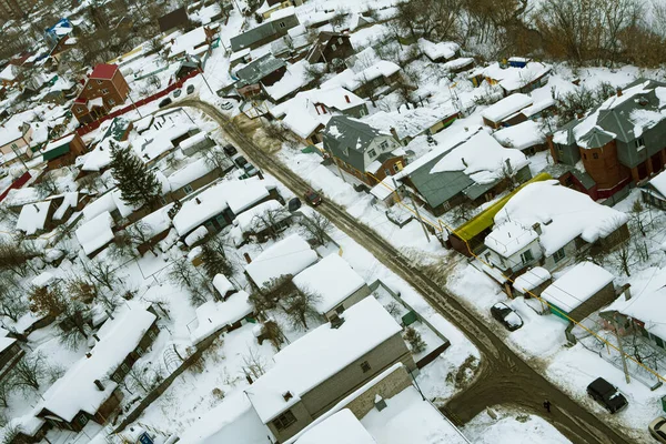 top view on buildings, winter
