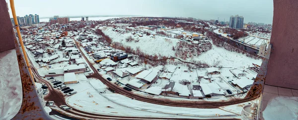 top view on buildings, winter