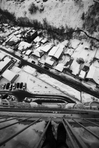 Bovenaanzicht Gebouwen Winter — Stockfoto