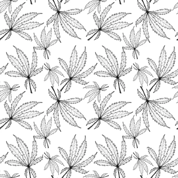 Black White Cannabis Leaf Pattern — Stock Photo, Image