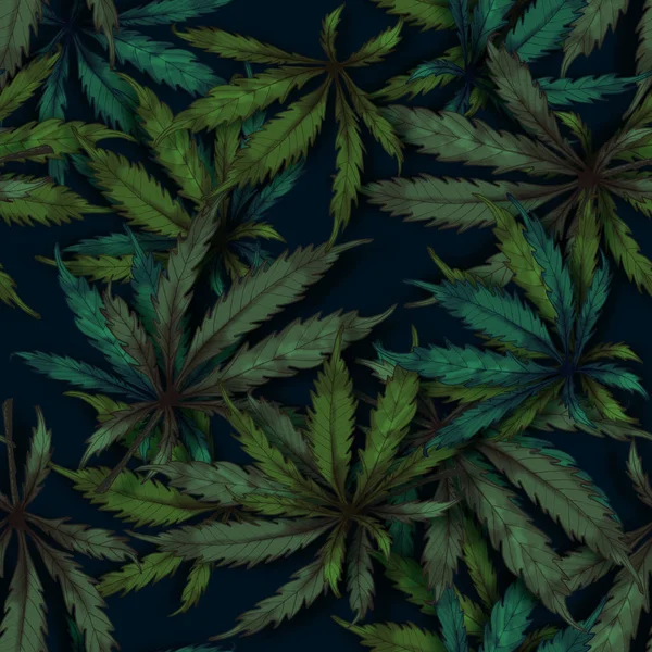 Pattern Dark Background Cannabis Sativa Effect — Stock Photo, Image