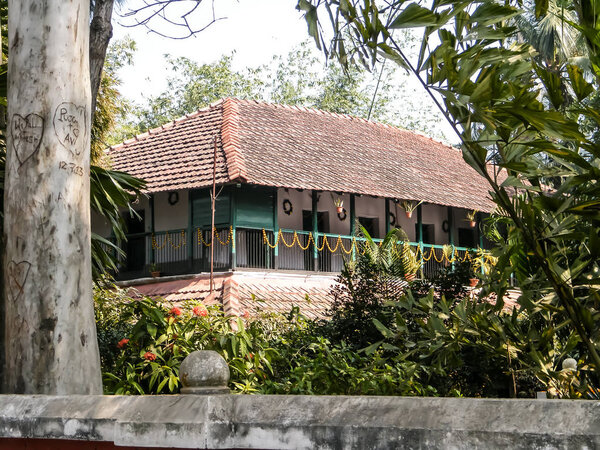 Samta Village, Howrah district, West Bengal, India May 2019 - The house museum (Sarat Smriti Mandir Kuthi), of famous Bengali novelist Sarat Chandra Chattopadhyay,and a heritage historical site of pro