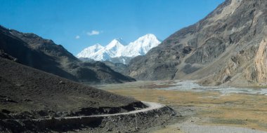 Dry desert Himalayas mountain hill landscape within the Annapurna circuit region of Nepal. Highland island trekking hiking background. Nepal, Mount Everest Base Camp Region, South Asia, Pac