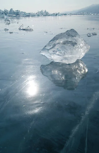 Cracked clear ice blocks — 스톡 사진
