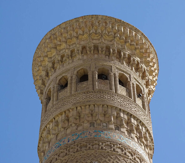 The Kalyan minaret is a minaret of the Po-i-Kalyan mosque complex in Bukhara, Uzbekistan and one of the most prominent landmarks in the city, Bukhara.