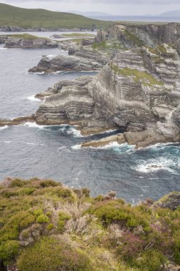İrlanda kıyısı boyunca Vahşi Atlantik Yolu 'ndaki Valentia adasına bakın, Kerry ilçesi, İrlanda.