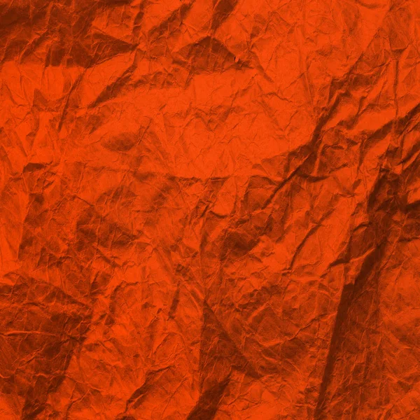 Orange crumpled paper. Texture kraft paper Lush Lava color. Recycled paper background. — 스톡 사진