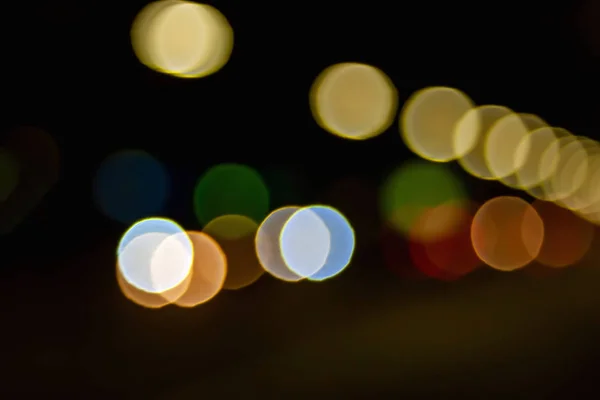 Bokeh Street Blurred Image Light Street Lamps Headlights Cars Night — Stock Photo, Image