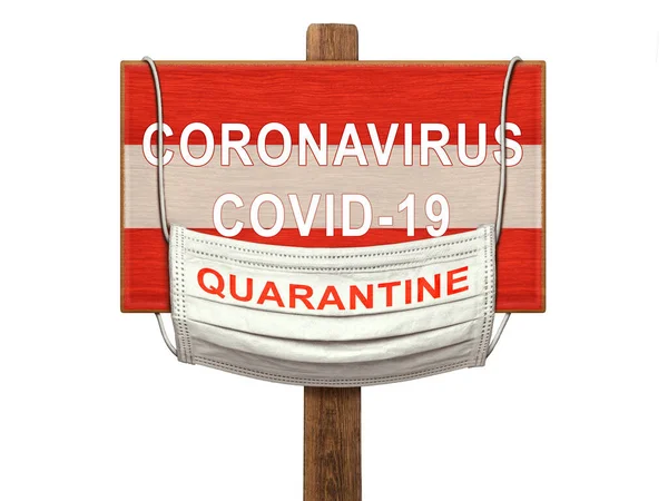 Quarantäne Während Einer Coronavirus Pandemie Covid Österreich Eine Medizinische Maske — Stockfoto