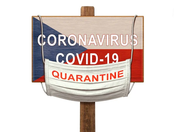 Quarantäne Während Einer Coronavirus Pandemie Covid Tschechien Medizinische Maske Mit — Stockfoto