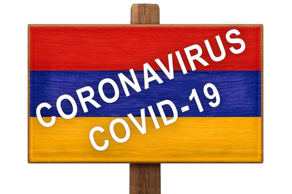 Karantän Pandemisk Koronavirus Covid Armenien Försiktighet Skrivs Skylt Med Bilden — Stockfoto
