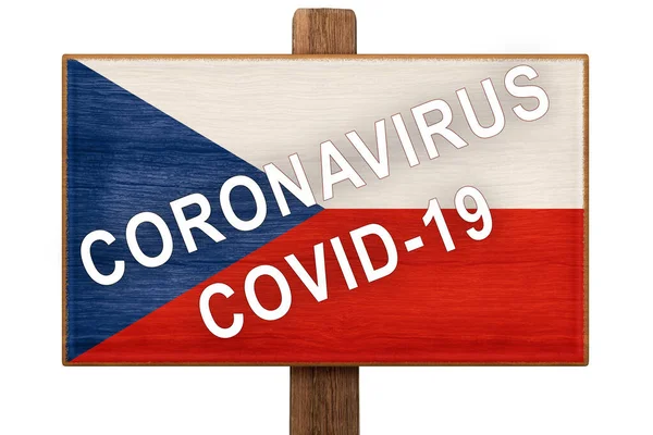 Karantän Pandemisk Koronavirus Covid Tjeckien Försiktighet Skrivs Skylt Med Bilden — Stockfoto
