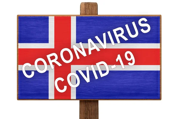 Kwarantanna Podczas Pandemii Koronawirusa Covid Islandii Ostrożność Jest Zapisana Tabliczce — Zdjęcie stockowe