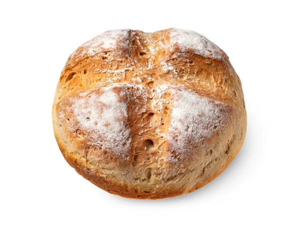 Hembakat Bröd Runt Bonde Bröd Isolerad Vit Bakgrund Hembakad Bakning — Stockfoto