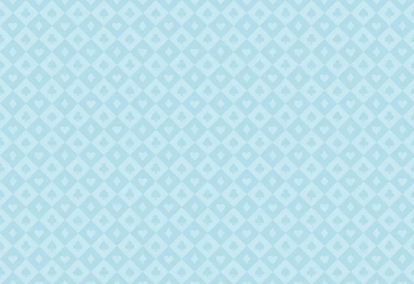 Minimaliste fond de poker bleu clair avec texture transparente composée de symboles de carte — Image vectorielle