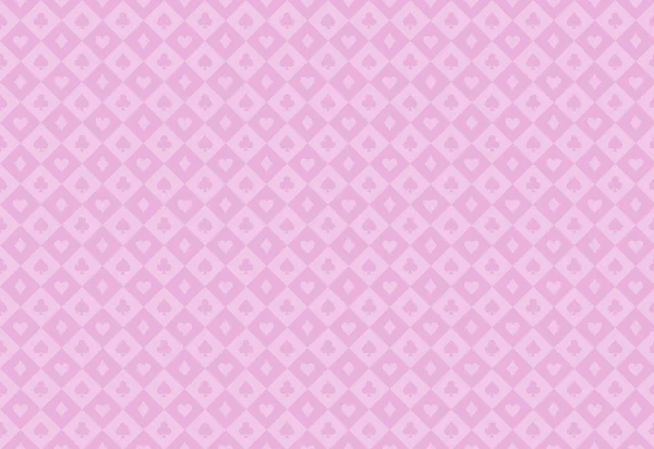 Fond de poker rose minimaliste avec texture transparente composée de symboles de carte — Image vectorielle