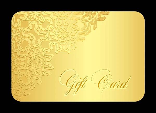 Luksusowy Złoty dar karty z koronki ozdoba w rogu — Wektor stockowy