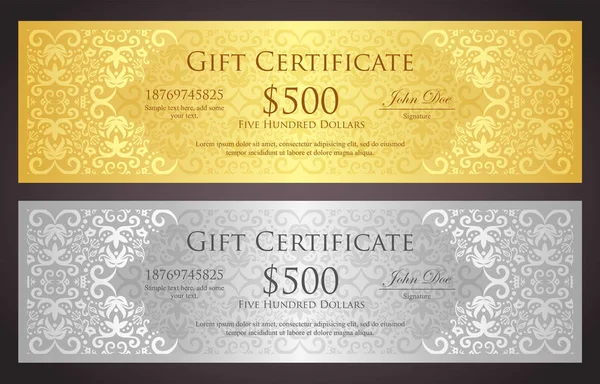 Lüks altın ve gümüş Hediyelik vintage süsleme desenle fiş