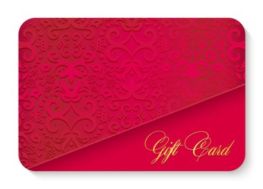 Vintage süsleme dekorasyon ile lüks kırmızı hediye kartı