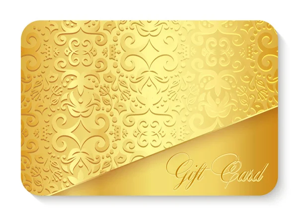 Tarjeta de regalo de oro de lujo con decoración de ornamento vintage — Vector de stock