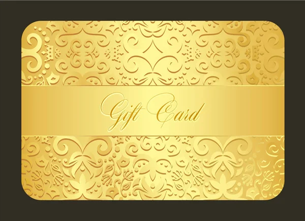 Πολυτελές χρυσό δώρο κάρτα με διακόσμηση ρετρό στολίδι — Διανυσματικό Αρχείο