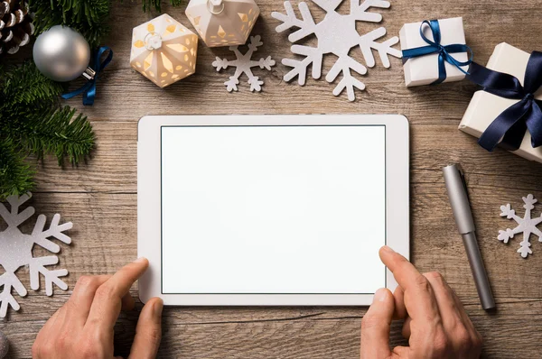 デジタル タブレットのクリスマス — ストック写真