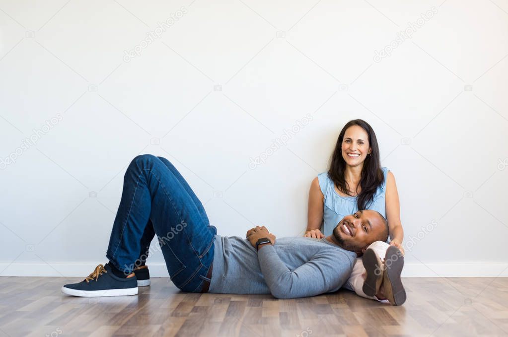 Multiethnic couple at home