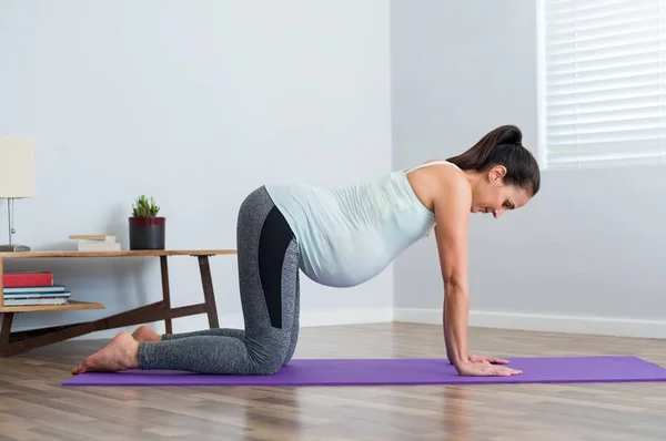 Fitness mujer embarazada haciendo ejercicio — Foto de Stock