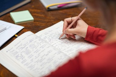 Öğrenci notlar üzerinde çalışıyor