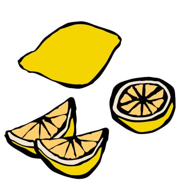 Limon vektör çizim. El beyaz arka plan üzerinde meyve çizimi